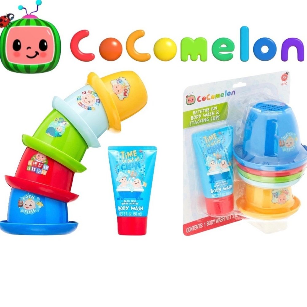 Cocomelon Bathtub Fun Body Wash and Stackable Cups